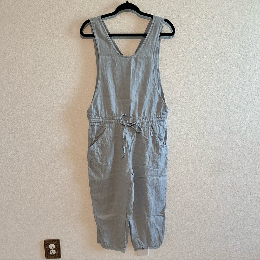 Not Perfect Linen LIMA Jumpsuit XS 100% Linen Light Blue Grey Lagenlook Loose